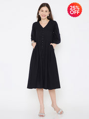 Black cotton casual dress