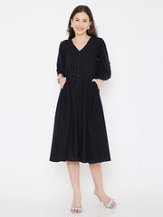 Black cotton casual dress