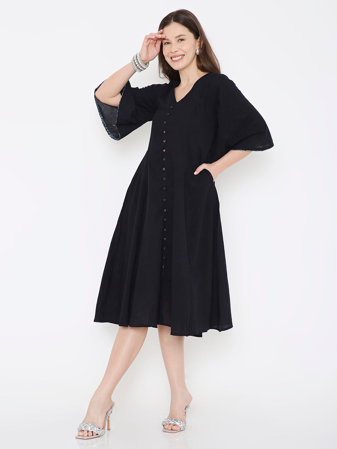 Black cotton casual dress