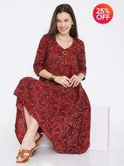 Ajrakh cotton princess line dress