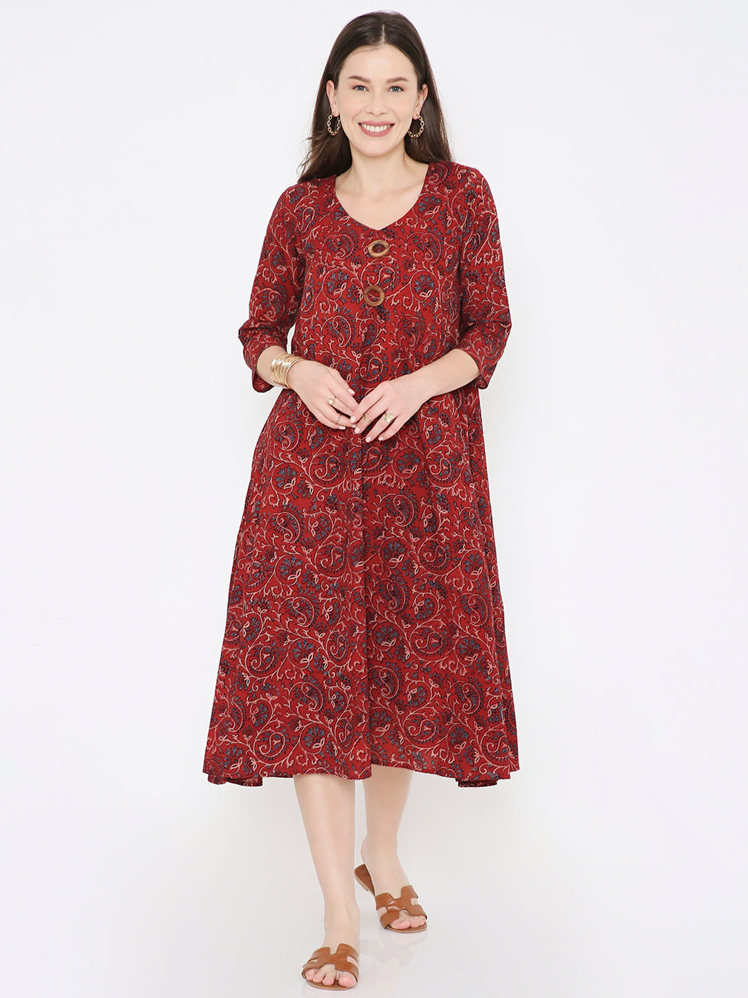 Ajrakh cotton princess line dress