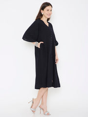 Black cotton casual dress