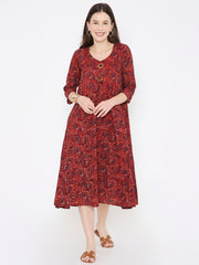 Ajrakh cotton princess line dress