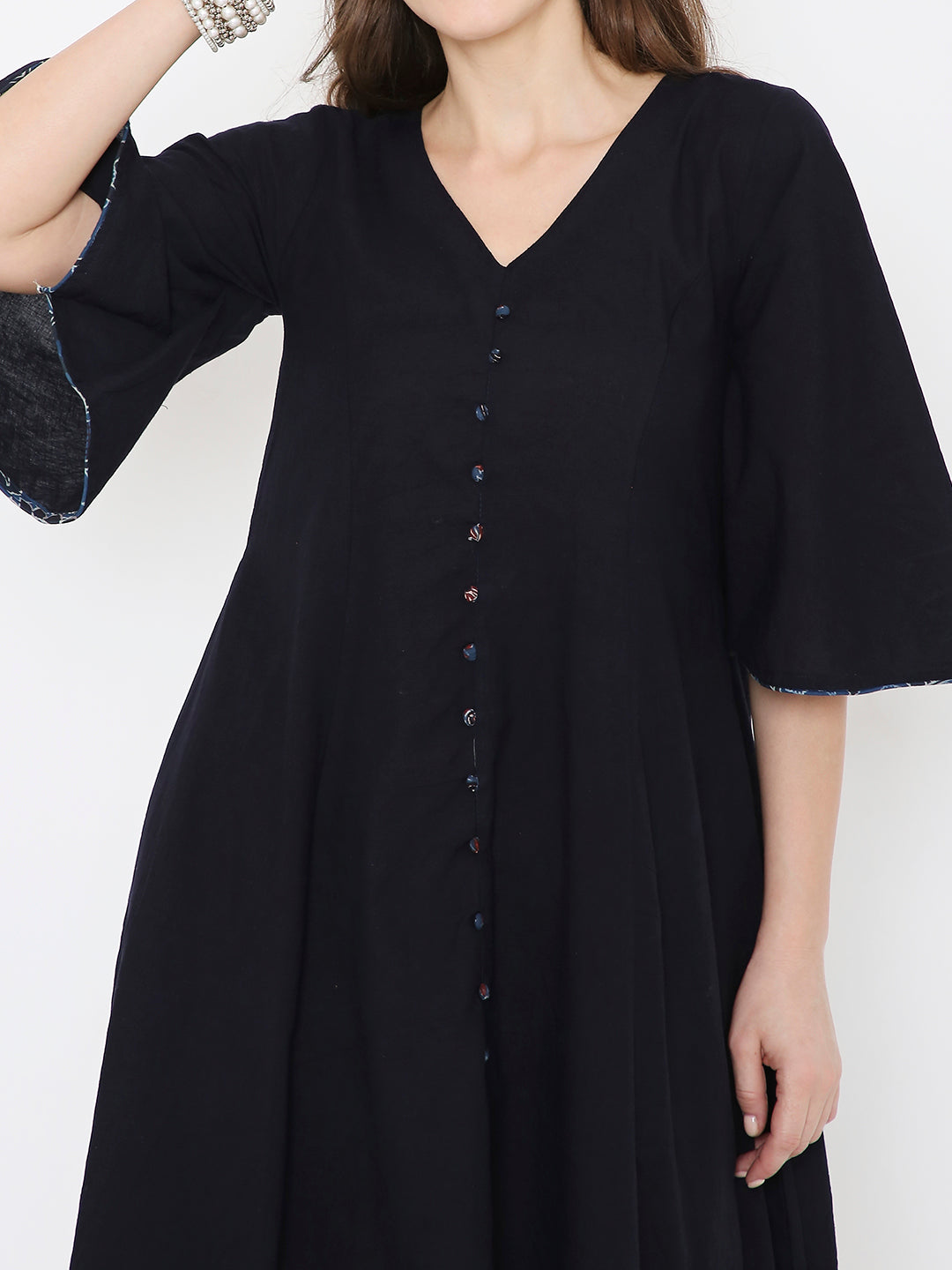Black cotton casual dress