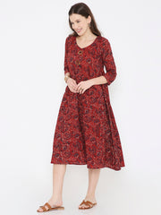 Ajrakh cotton princess line dress