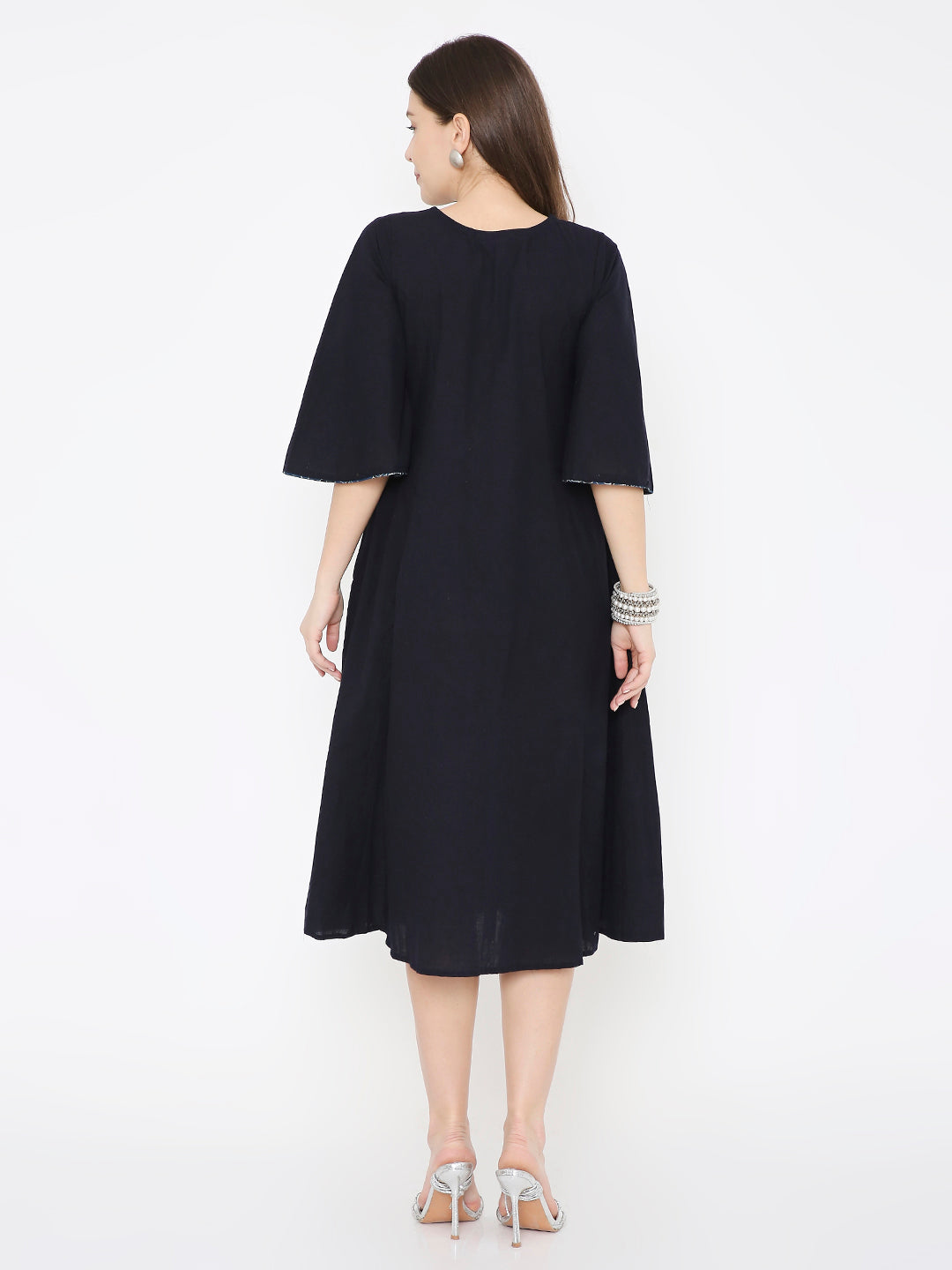 Black cotton casual dress