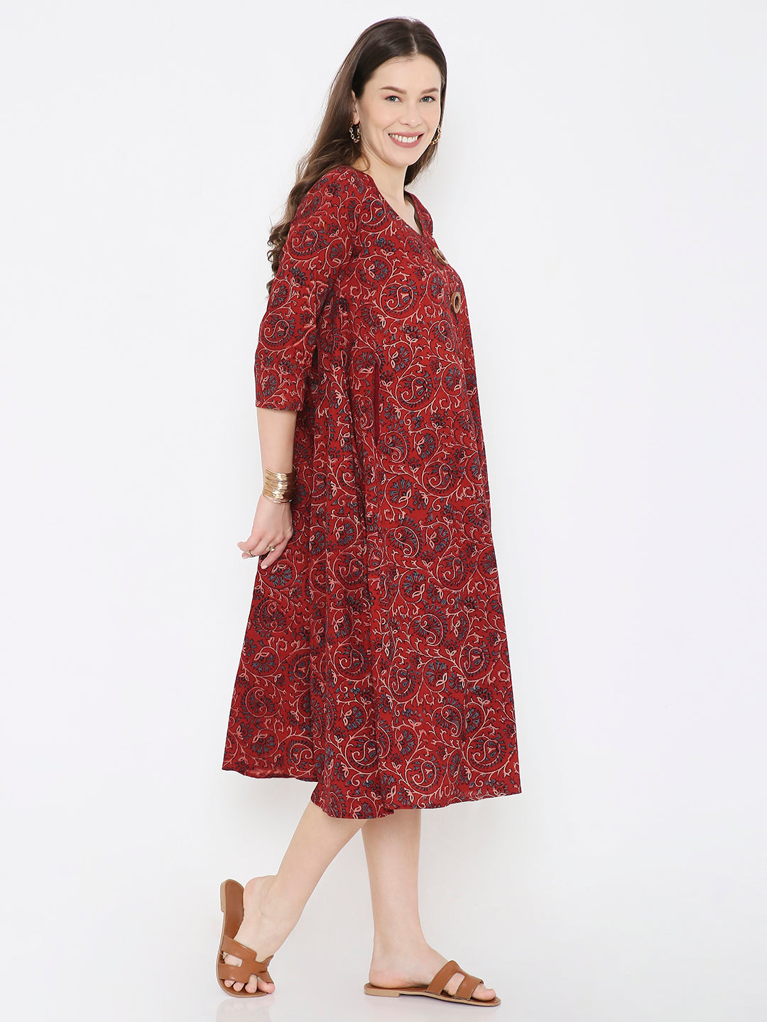 Ajrakh cotton princess line dress