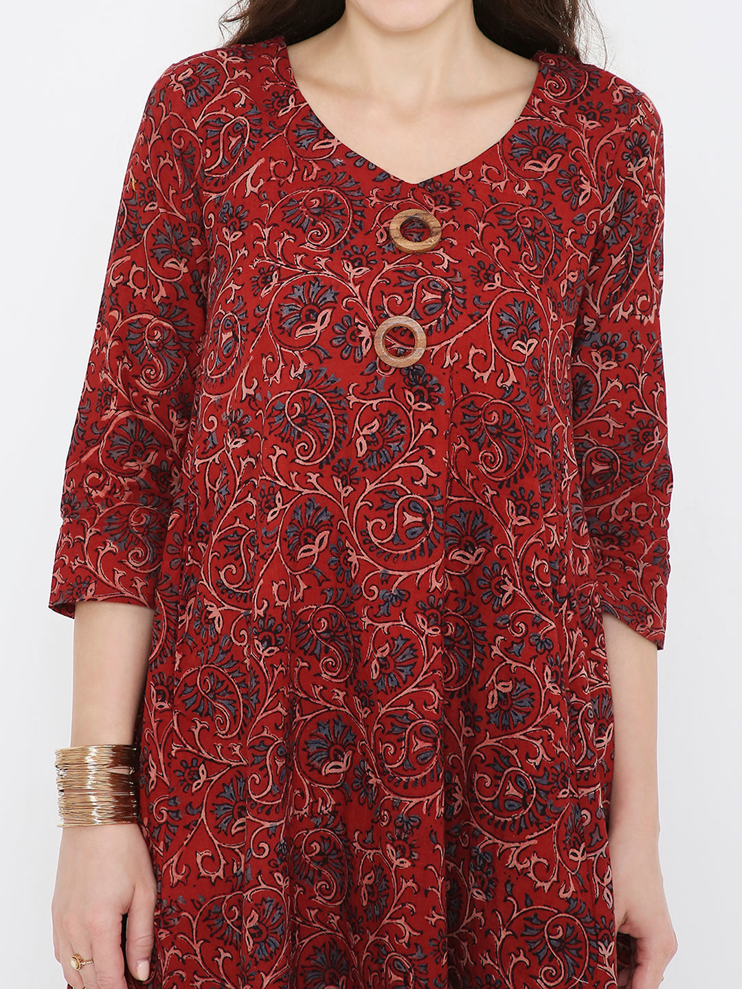 Ajrakh cotton princess line dress