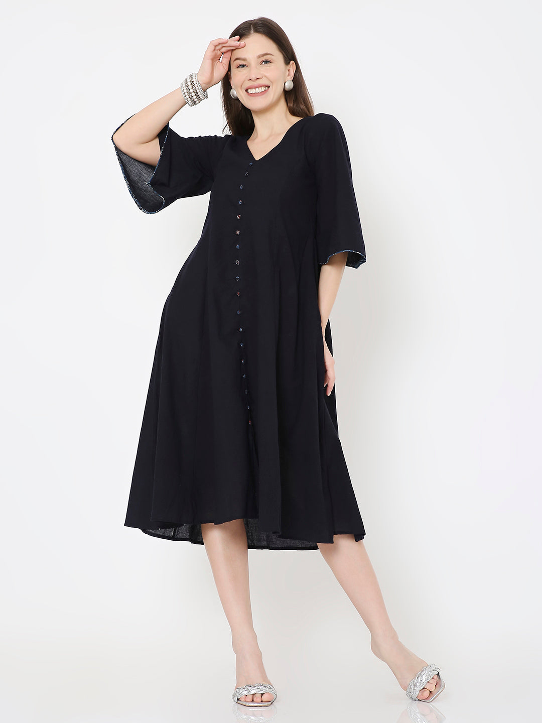 Black cotton casual dress