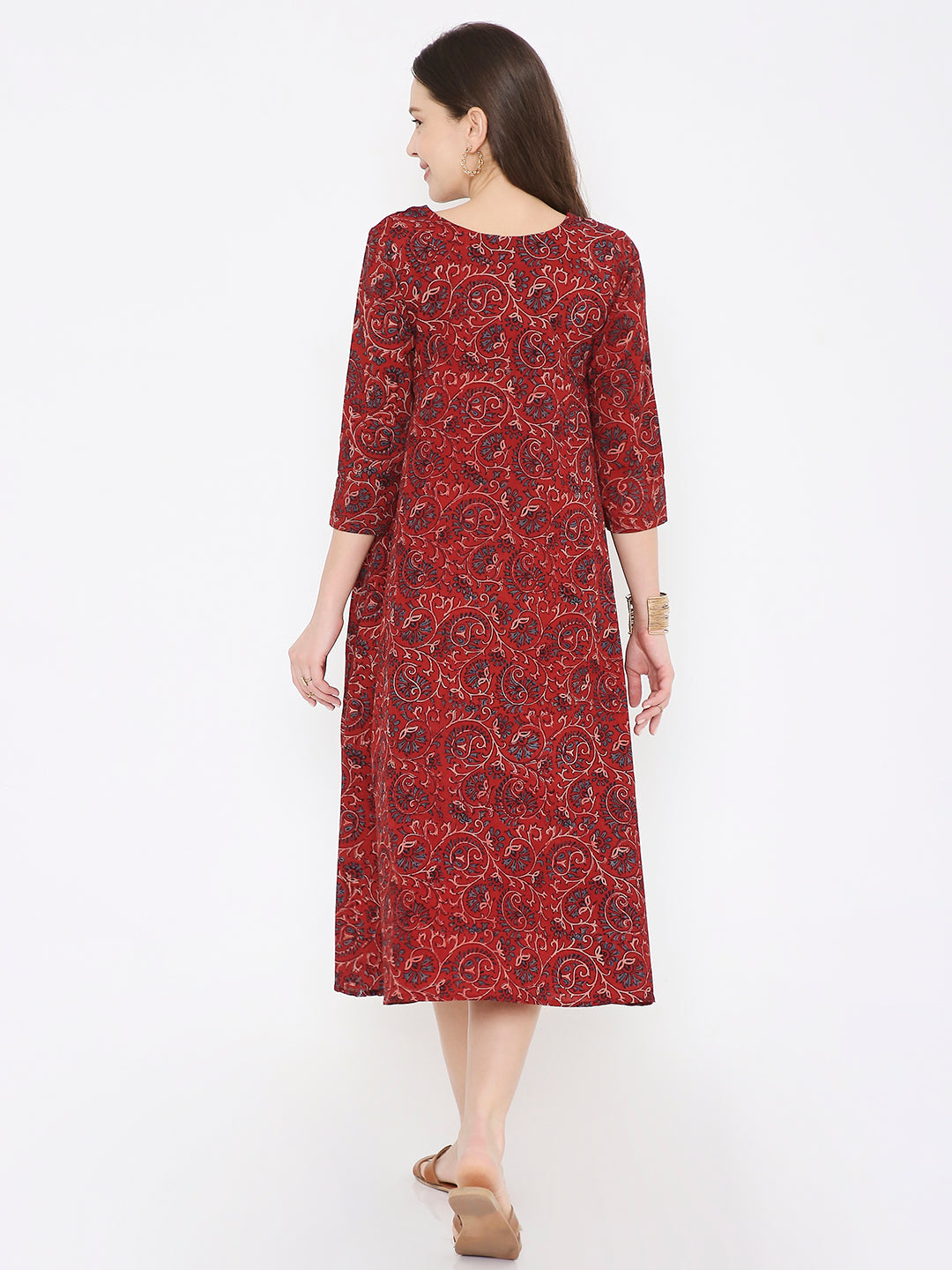 Ajrakh cotton princess line dress
