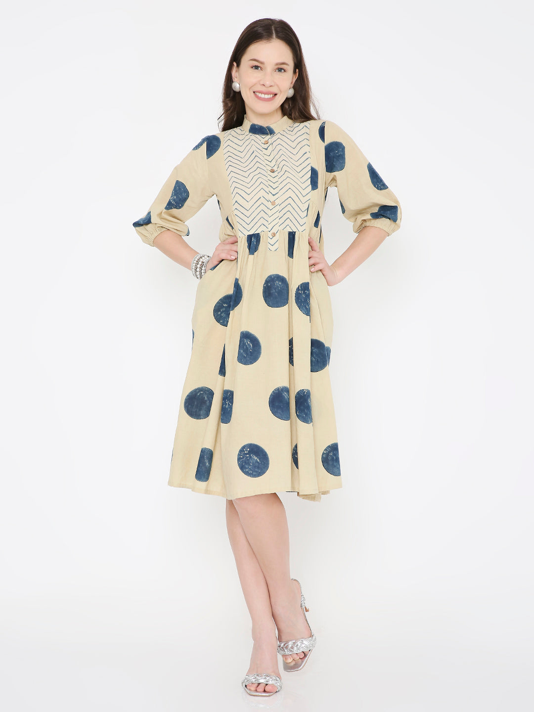 Ajrakh cotton polka dot dress
