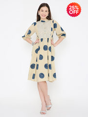 Ajrakh cotton polka dot dress