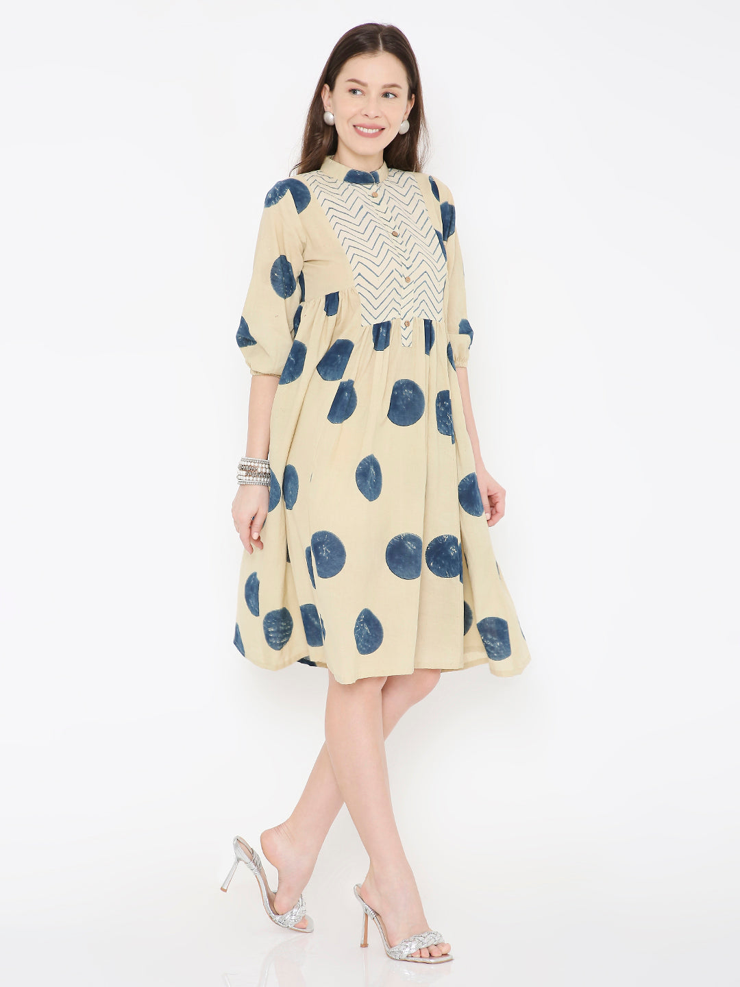 Ajrakh cotton polka dot dress