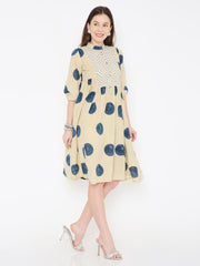 Ajrakh cotton polka dot dress