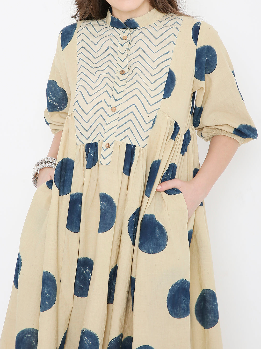 Ajrakh cotton polka dot dress