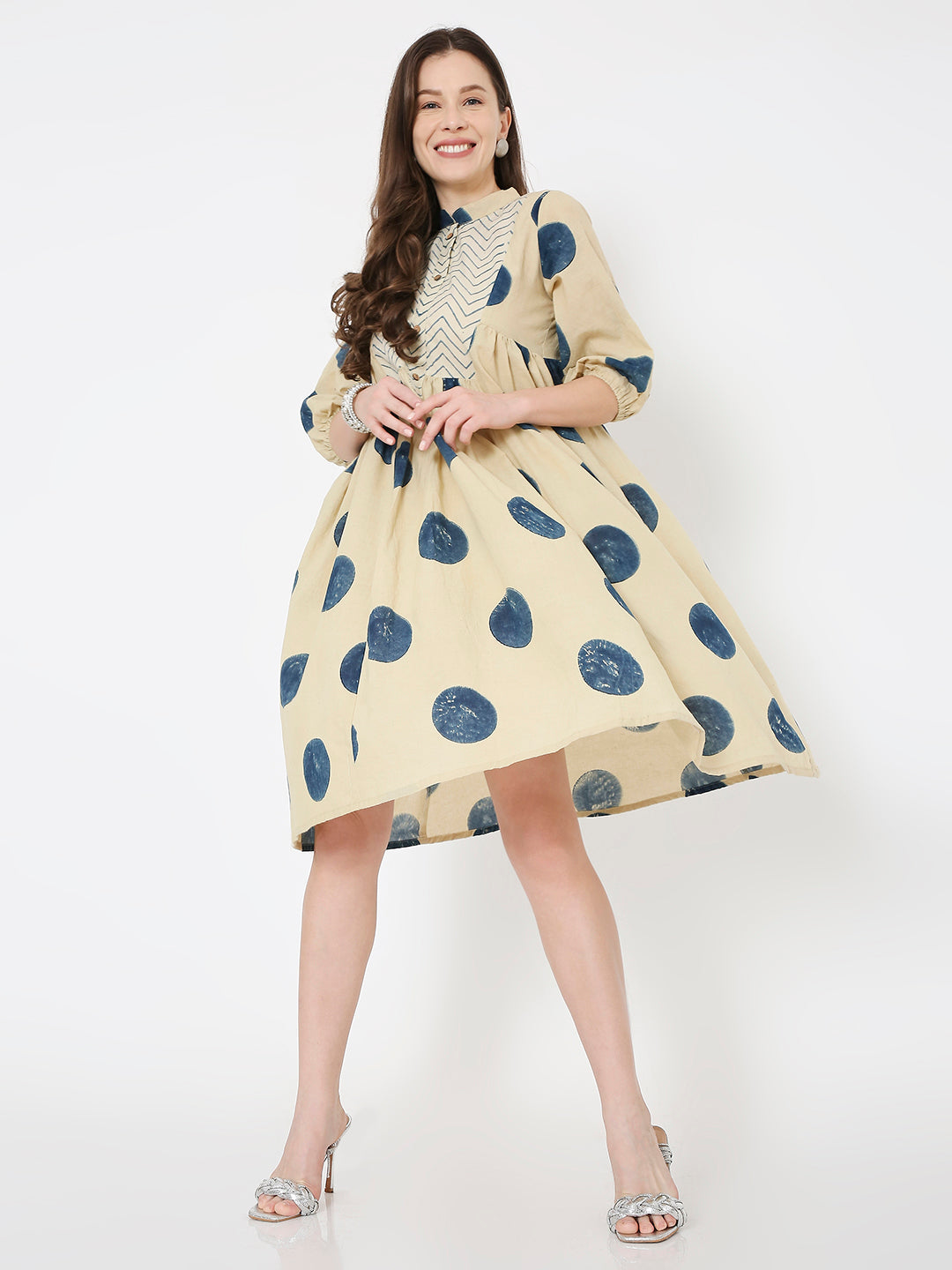 Ajrakh cotton polka dot dress