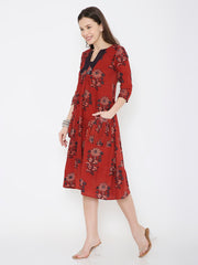 Ajrakh cotton pleated dress
