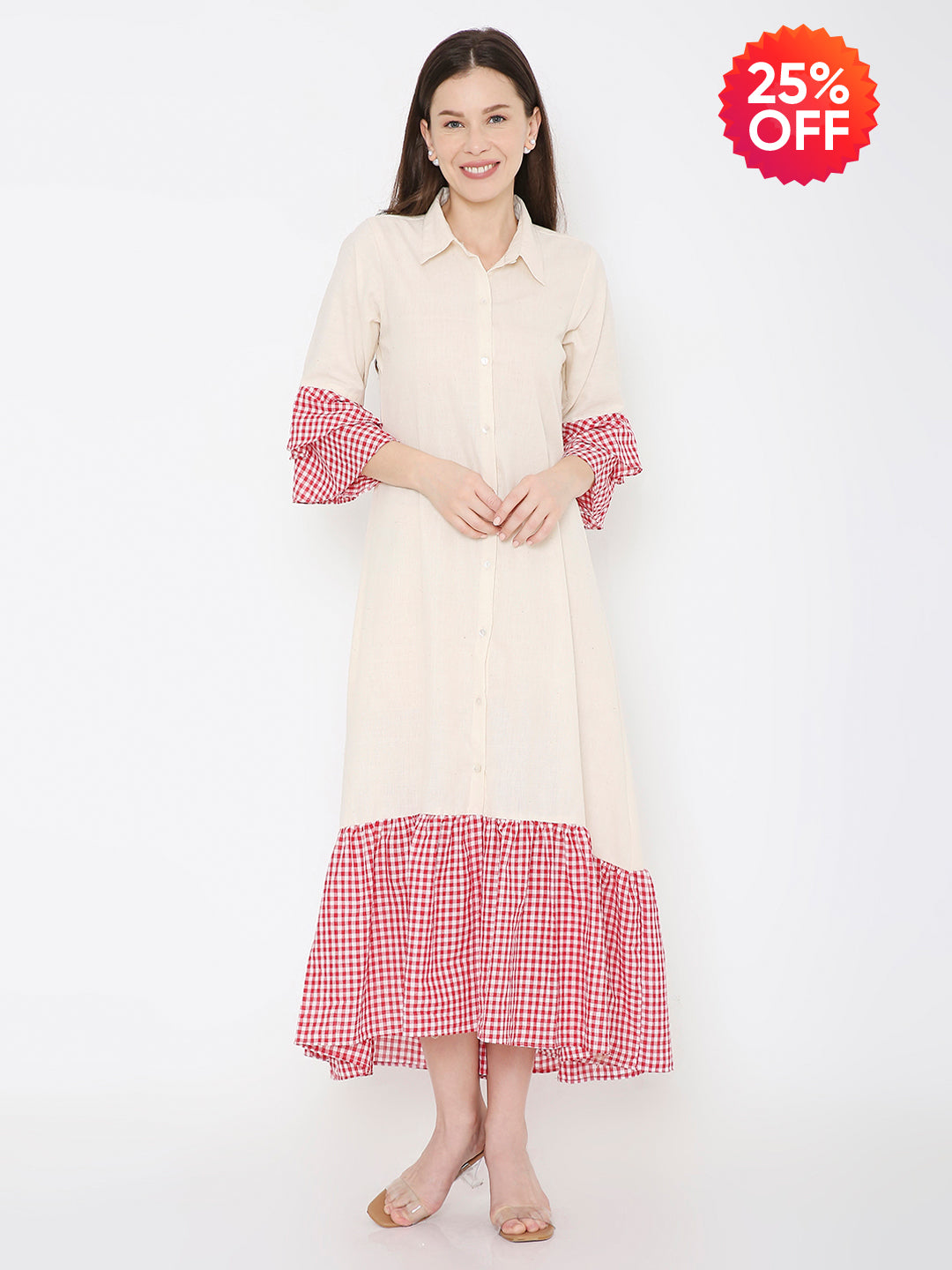 Hand woven cotton shirt dress