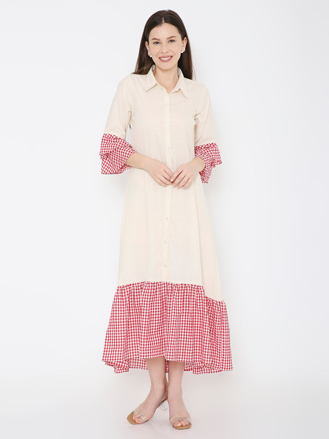 Hand woven cotton shirt dress