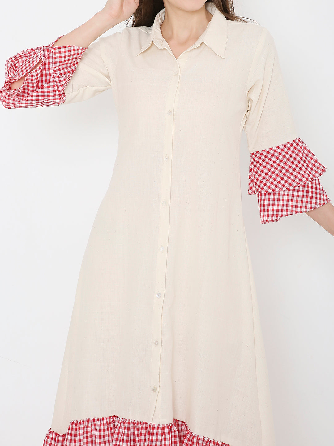 Hand woven cotton shirt dress