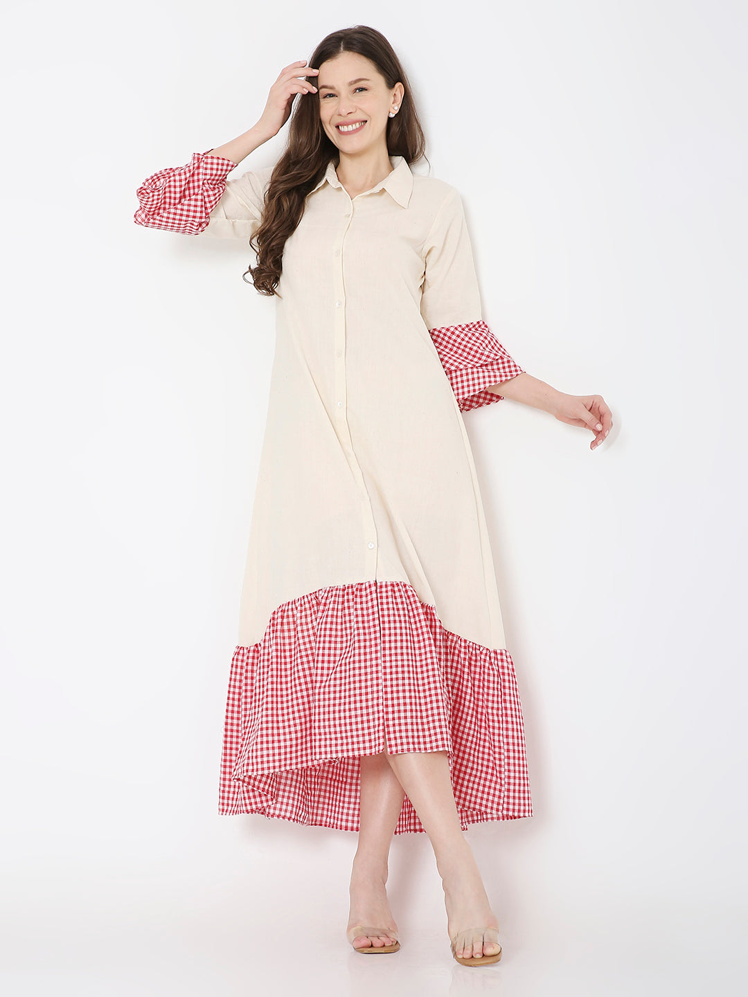 Hand woven cotton shirt dress