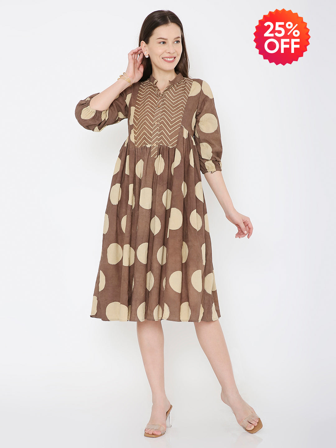 Ajrakh cotton polka dot dress