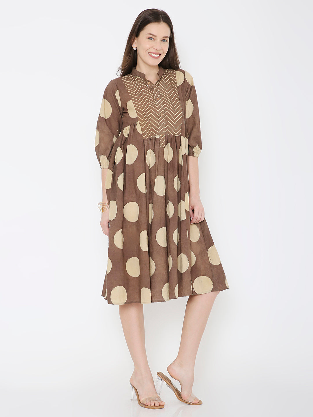 Ajrakh cotton polka dot dress