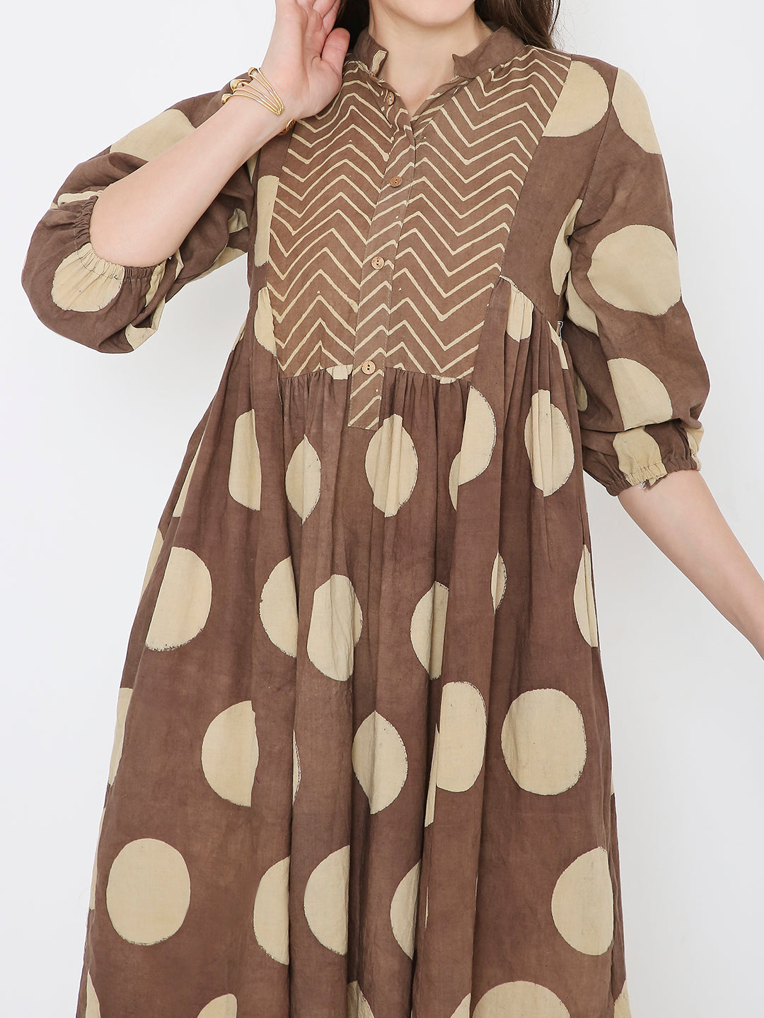 Ajrakh cotton polka dot dress