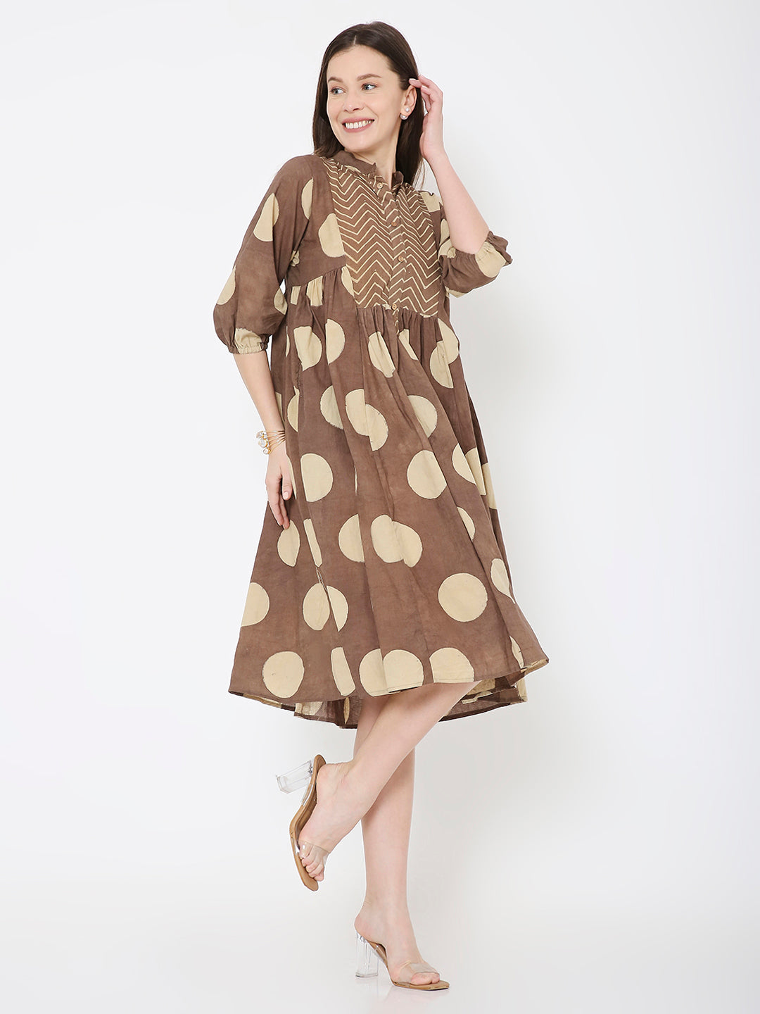 Ajrakh cotton polka dot dress