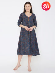 Ajrakh cotton princess line dress