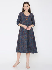 Ajrakh cotton princess line dress