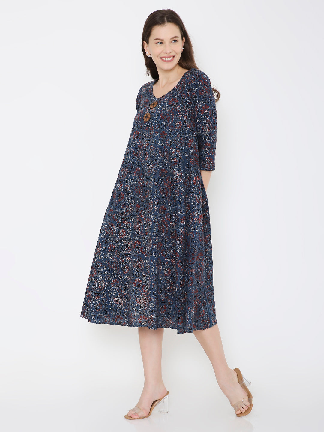 Ajrakh cotton princess line dress