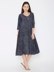 Ajrakh cotton princess line dress