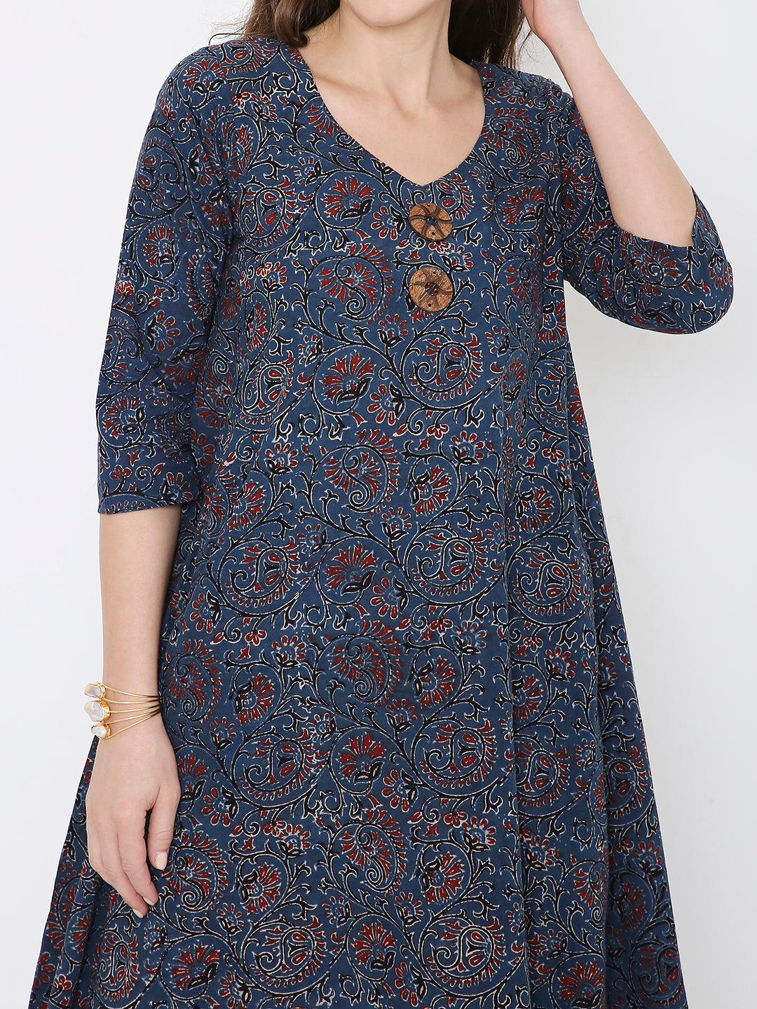 Ajrakh cotton princess line dress