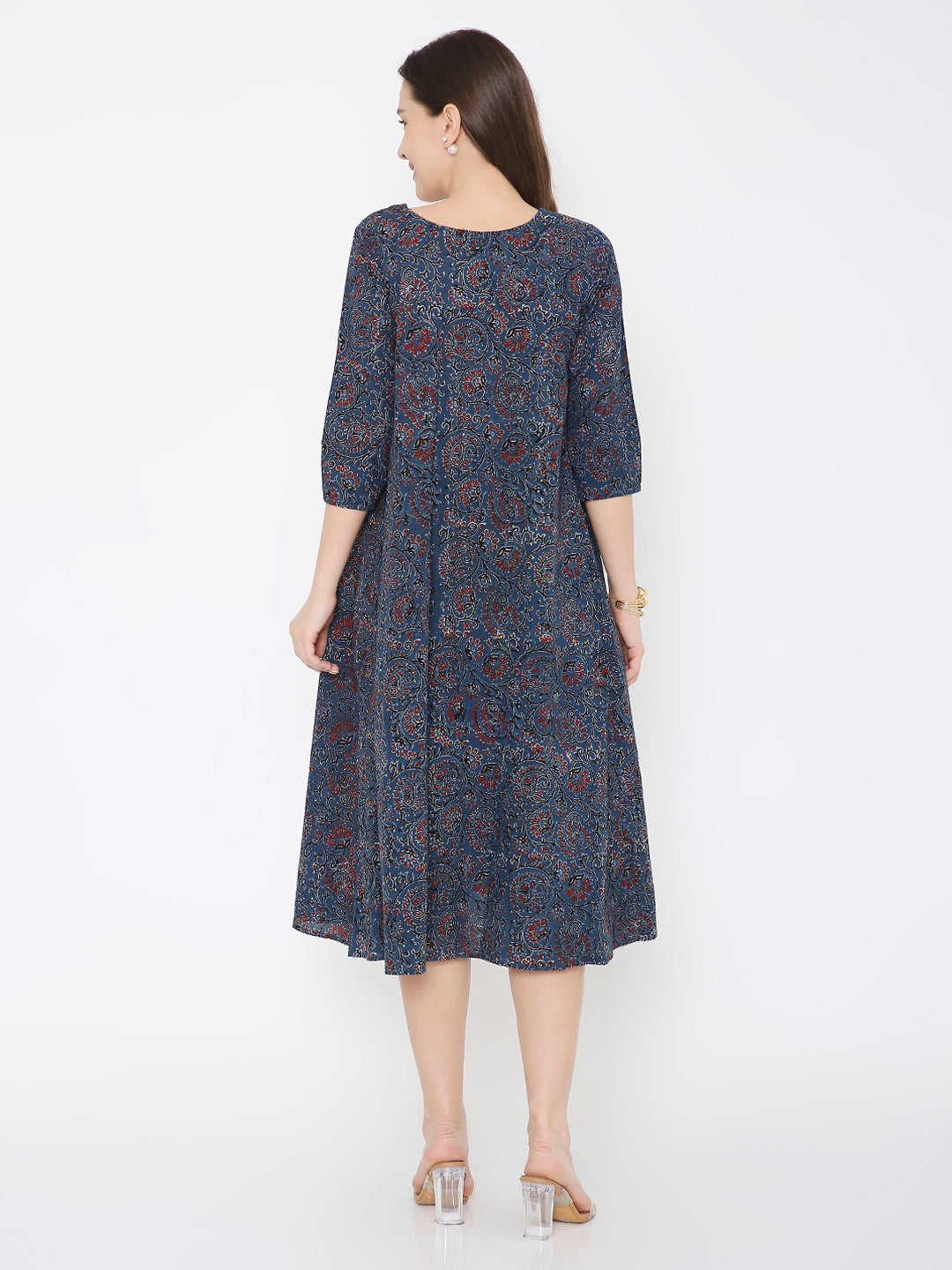 Ajrakh cotton princess line dress