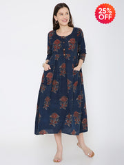 Ajrakh cotton yoke dress