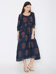 Ajrakh cotton yoke dress