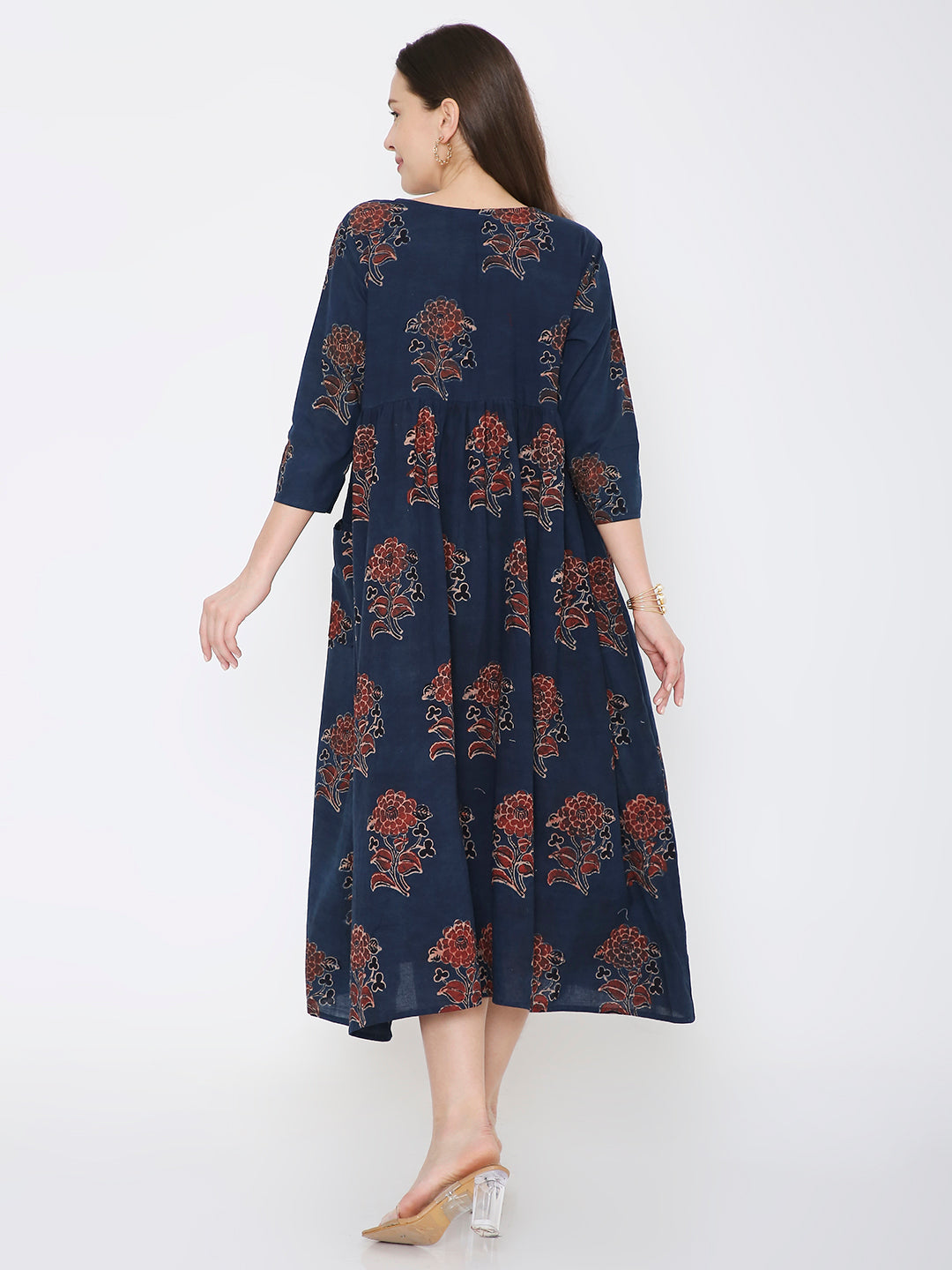 Ajrakh cotton yoke dress
