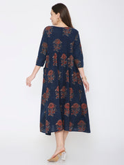 Ajrakh cotton yoke dress