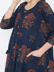Ajrakh cotton yoke dress