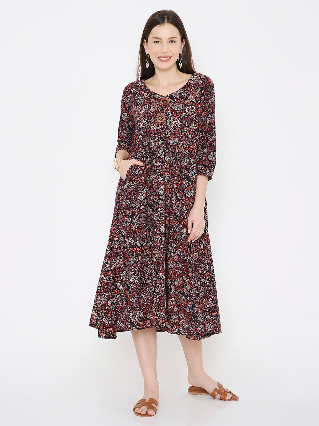 Ajrakh cotton princess line dress
