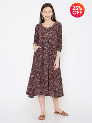 Ajrakh cotton princess line dress