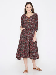 Ajrakh cotton princess line dress