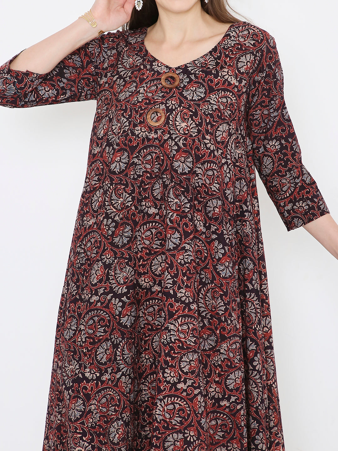 Ajrakh cotton princess line dress