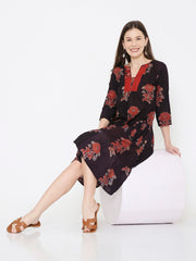 Ajrakh cotton pleated dress