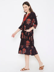 Ajrakh cotton pleated dress