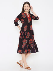 Ajrakh cotton pleated dress