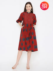 Ajrakh cotton polka dot dress
