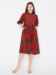 Ajrakh cotton polka dot dress