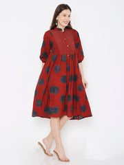Ajrakh cotton polka dot dress